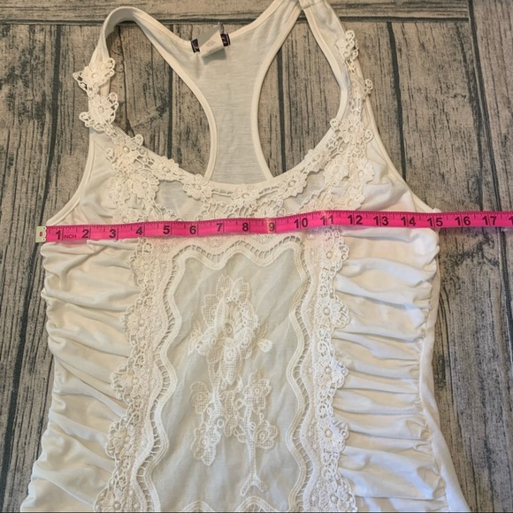 Lace Battenberg White Cami Camisole Sleeveless Fancy Figure Flattering L Large - Picture 15 of 16